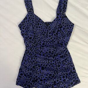 Women’s Small Express Y2K 90’s Purple Print Mesh Tank Top Dress Shirt